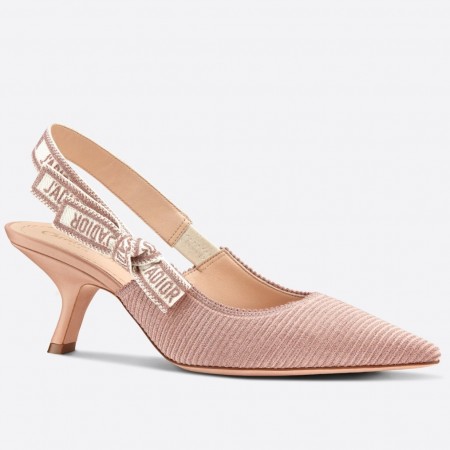 Dior J'Adior Slingback Pumps 65mm In Nude Embroidered Cotton