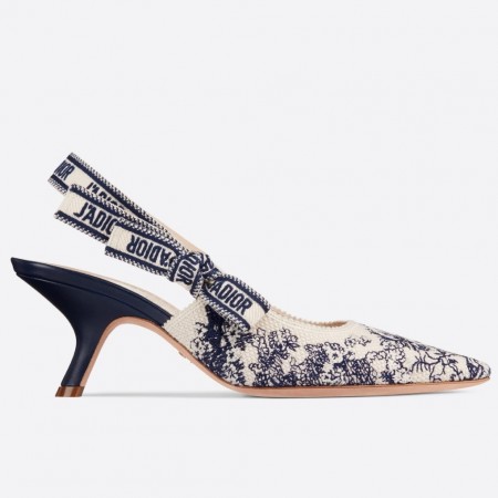 Dior J'Adior Slingback 65mm Pumps In Blue Toile de Jouy Cotton