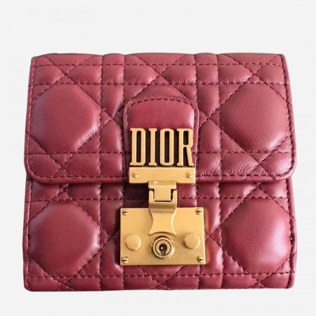 Dior French DiorAddict Wallet In Bordeaux Lambskin