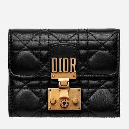 Dior French DiorAddict Wallet In Black Lambskin