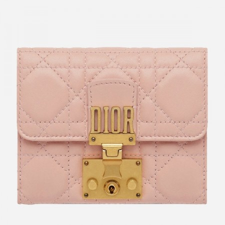 Dior French DiorAddict Wallet In Pink Lambskin
