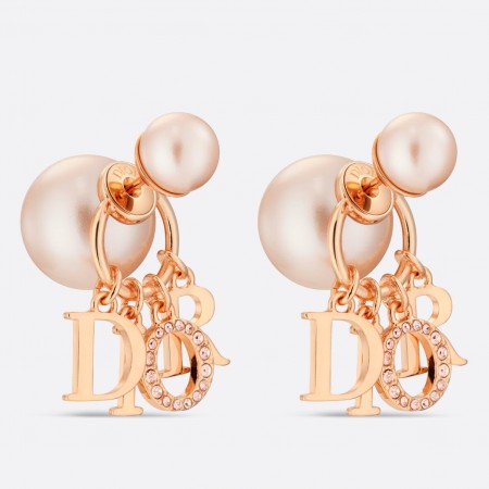 Dior Tribales Earrings In Rose Gold Metal Pearls and Crystals