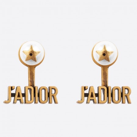 Dior J'Adior Earrings In Antique Gold Metal and Pearls