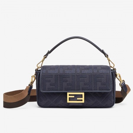 Fendi Medium Baguette Bag In Blue FF Canvas