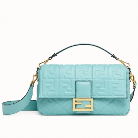 Fendi Pale Blue FF Motif Large Baguette Bag