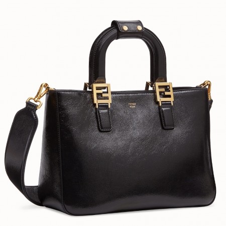 Fendi FF Tote Small Bag In Black Calfskin