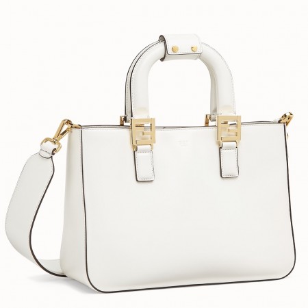 Fendi FF Tote Small Bag In White Calfskin