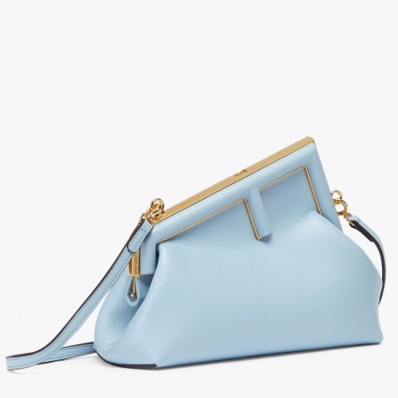 Fendi Small First Bag In Light Blue Nappa Leather