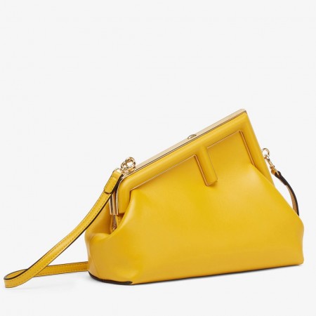 Fendi Small First Bag In Yellow Nappa Leather