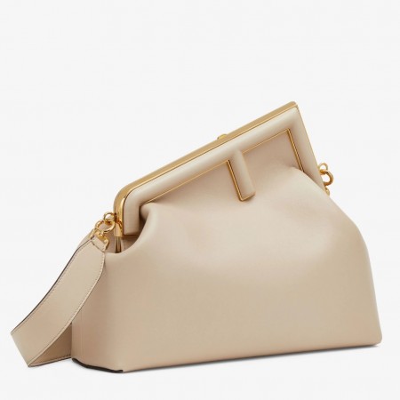 Fendi First Medium Bag In Beige Nappa Leather