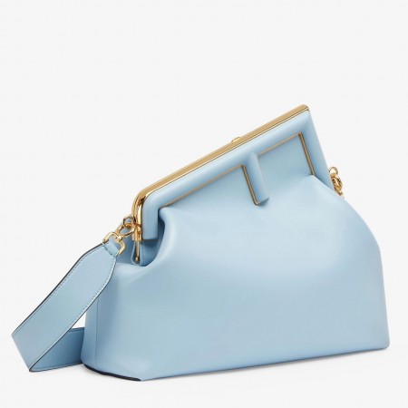 Fendi Medium First Bag In Light Blue Nappa Leather