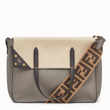 Fendi Regular Flip Tote Bag In Grey Calfskin