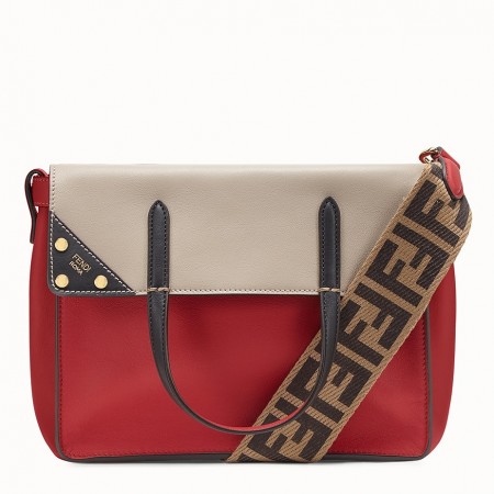 Fendi Regular Flip Tote Bag In Red Calfskin