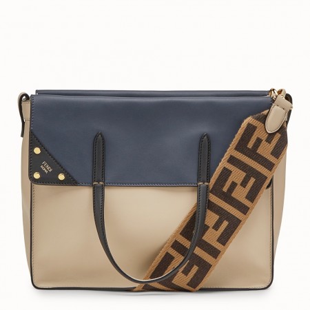 Fendi Large Flip Tote Bag In Beige Calfskin