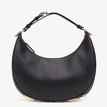 Fendi Fendigraphy Small Hobo Bag In Black Leather