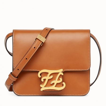 Fendi Karligraphy Bag In Brown Calfskin Leather