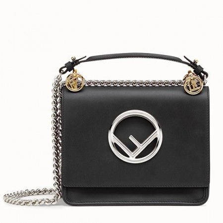 Fendi Small Kan I F Bag In Black Calfskin