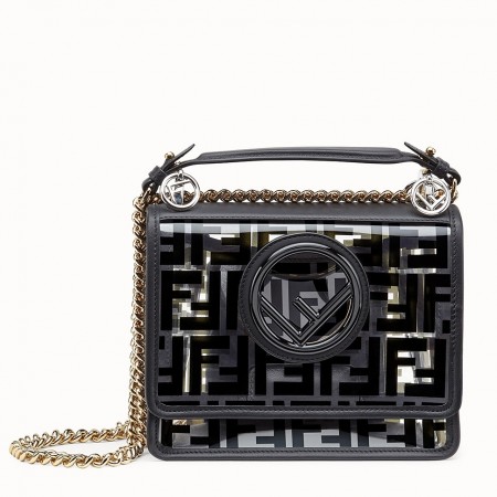 Fendi Black Small Kan I F Bag In Transparent PU