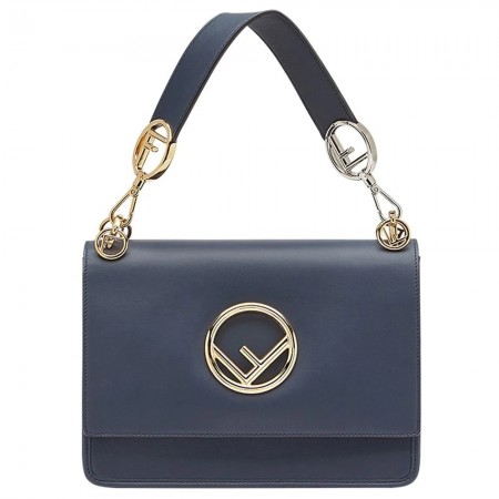 Fendi Kan I F Shoulder Bag In Blue Calfskin