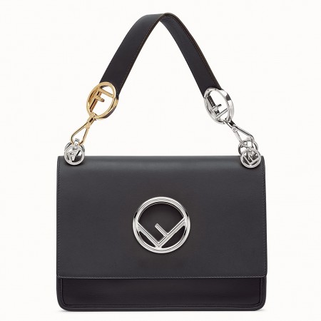 Fendi Kan I F Shoulder Bag In Black Calfskin