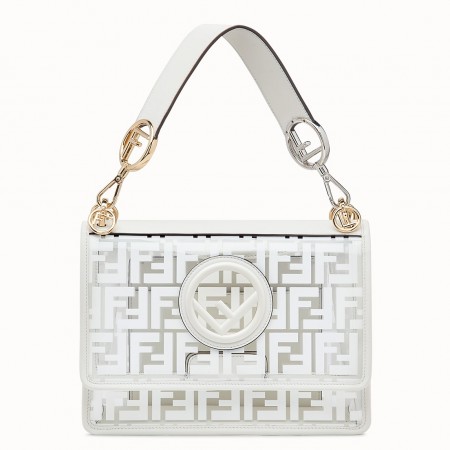 Fendi White Kan I F Bag In Transparent PU