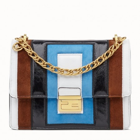 Fendi Kan U Shoulder Bag In Multicolor Leather and Suede