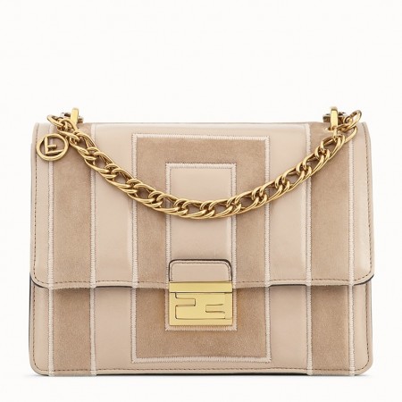 Fendi Kan U Bag In Beige Leather and Suede