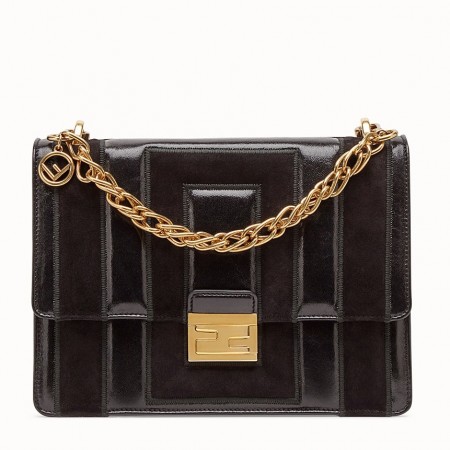 Fendi Kan U Bag In Black Leather and Suede