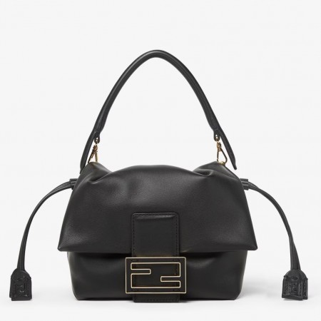 Fendi Mamma Baguette Small Bag in Black Nappa Leather