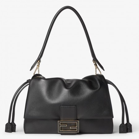Fendi Mamma Baguette Medium Bag in Black Nappa Leather