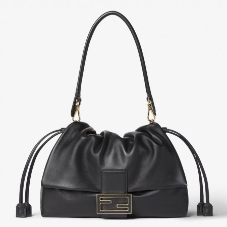 Fendi Mamma Baguette Large Bag in Black Nappa Leather