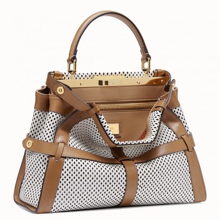 Fendi Peekaboo Medium Bag In White Perforated Calf Leather