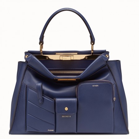 Fendi Peekaboo Pocket Medium Bag In Blue Calfskin