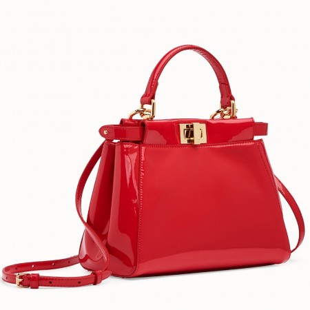 Fendi Peekaboo Mini Bag In Red Patent Calfskin