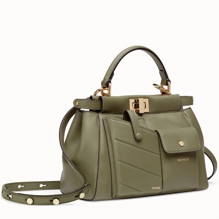 Fendi Peekaboo Mini Pocket Bag In Green Calfskin