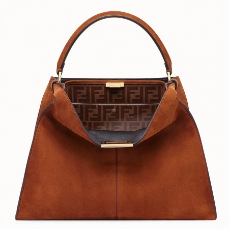 Fendi Brown Peekaboo X Lite Large Suede Bag