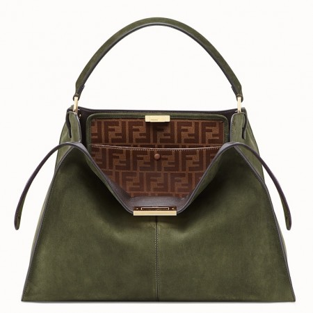 Fendi Green Peekaboo X Lite Large Suede Bag