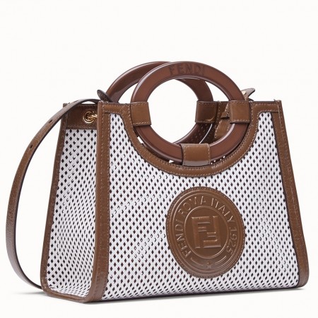 Fendi Small Runaway Shopper Bag In White Perforated Calfskin