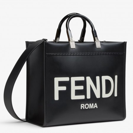 Fendi Sunshine Medium Tote Bag In Noir Calfskin