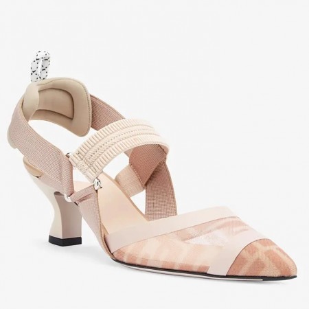 Fendi Pink Mesh Colibri Slingbacks 55mm Pumps