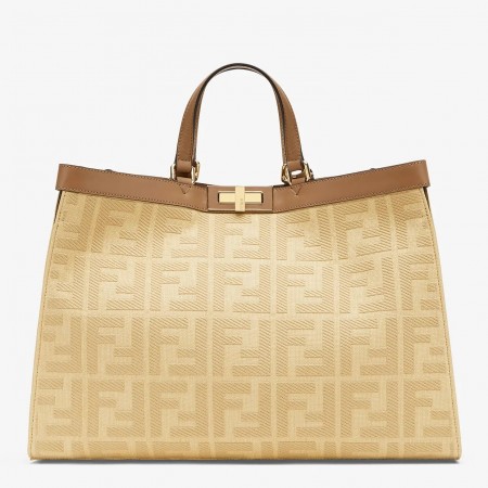 Fendi Peekaboo X Tote In Beige Canvas with FF Motif