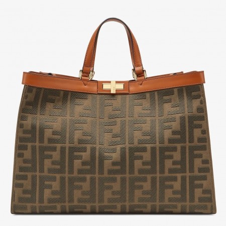 Fendi Peekaboo X Tote In Green Canvas with FF Motif