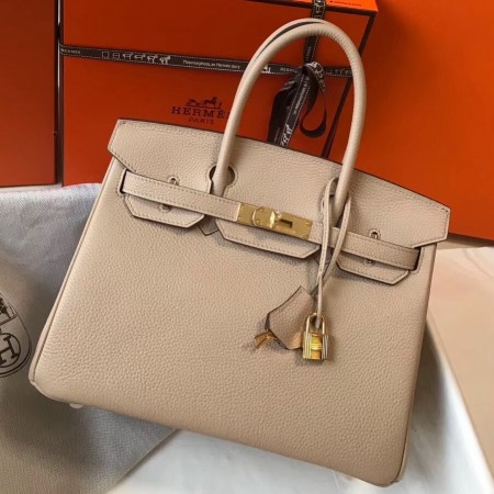 Hermes Birkin 30cm Bag In Argile Clemence Leather