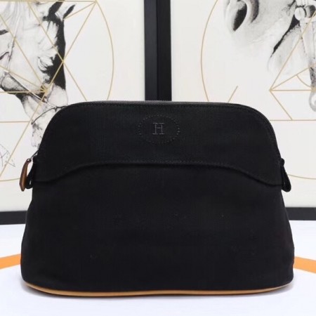 Hermes Medium Bolide Travel Case In Black Cotton