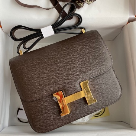 Hermes Constance 18 Handmade Bag In Chocolat Epsom Calfskin