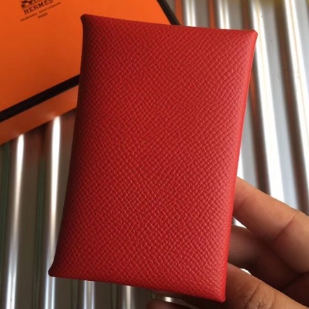 Hermes Red Epsom Calvi Card Holder