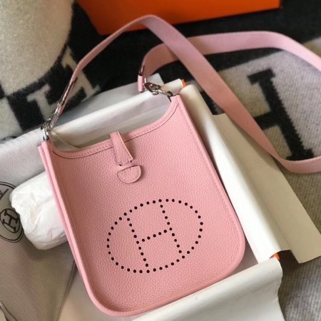 Hermes Evelyne III TPM Mini Bag In Pink Clemence Leather