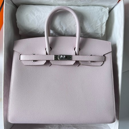 Replica Hermes Birkin 25 Sellier Handmade Bag In Mauve Pale Epsom Calfskin