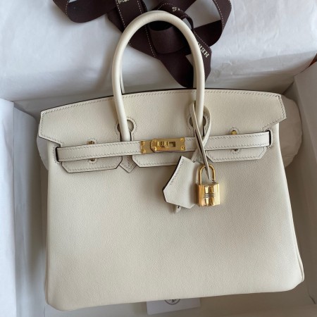 Hermes Birkin 25 Retourne Handmade Bag In Nata Swift Calfskin