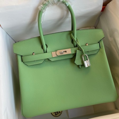 Hermes Birkin 30 Retourne Handmade Bag In Vert Cypres Epsom Calfskin 